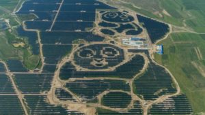 Large panda shaped solar facility in China